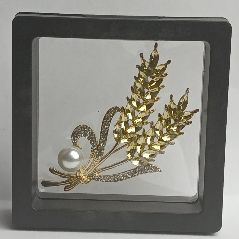 Gold-Tone Pearl & Crystal Wheat Bouquet Brooch - Unbranded